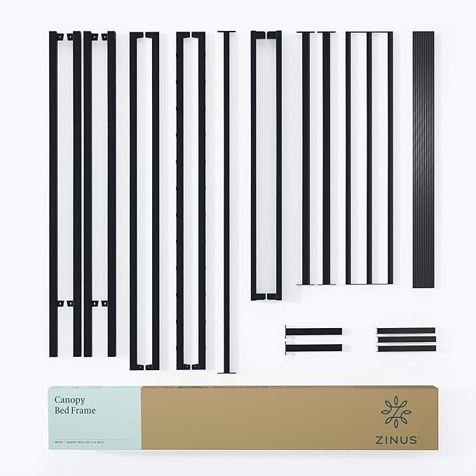 ZINUS Patricia Black Metal Canopy Platform Bed Frame, Mattress Foundation with Steel Slat Support, No Box Spring Needed, Easy Assembly, Full