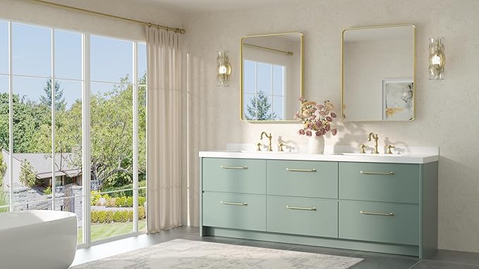 TETOTE 24 x 30 Gold Bathroom Mirror Brushed Gold Metal Framed Vanity Mirror, Tempered Glass, Wall Mounted for Bathroom, Entryway, Bedroom, Living Room(Horizontal/Vertical)