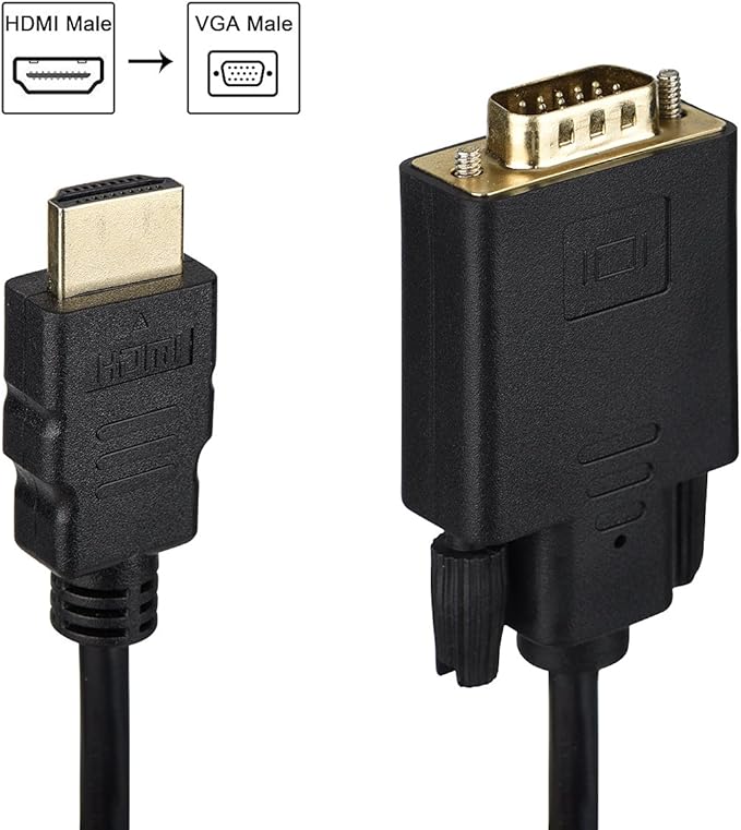 HDMI to VGA Cable Gold-Plated 1080P HDMI Male to VGA Male Active Video Adapter Converter Cord (6 Feet/1.8 Meters)