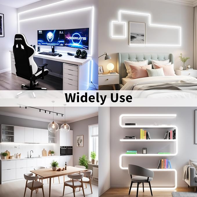 iNextStation 12V LED Light Strip White, 16.4ft/5m LED Strip 6000K IP65 Waterproof Cuttable SMD2835 300LEDs Tape Flexible Led Lights for Bedroom Cabinet Kitchen Decor (Power Adapter not Included)