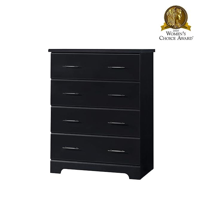 Storkcraft Brookside 4 Drawer Dresser (Black) – GREENGUARD Gold Certified, Nursery Dresser for Kids Bedroom, Chest of Drawers
