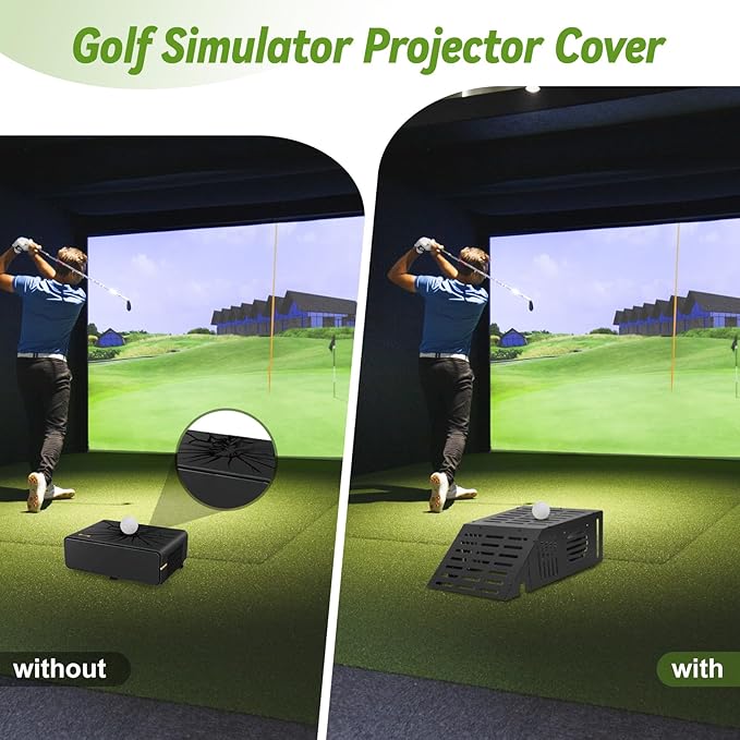 Golf Simulator Projector Cover, Floor-Mounted Projector Enclosure with Cooling Fan and Turf Cover, Durable Protection for Your Golf Simulation, Easy installation