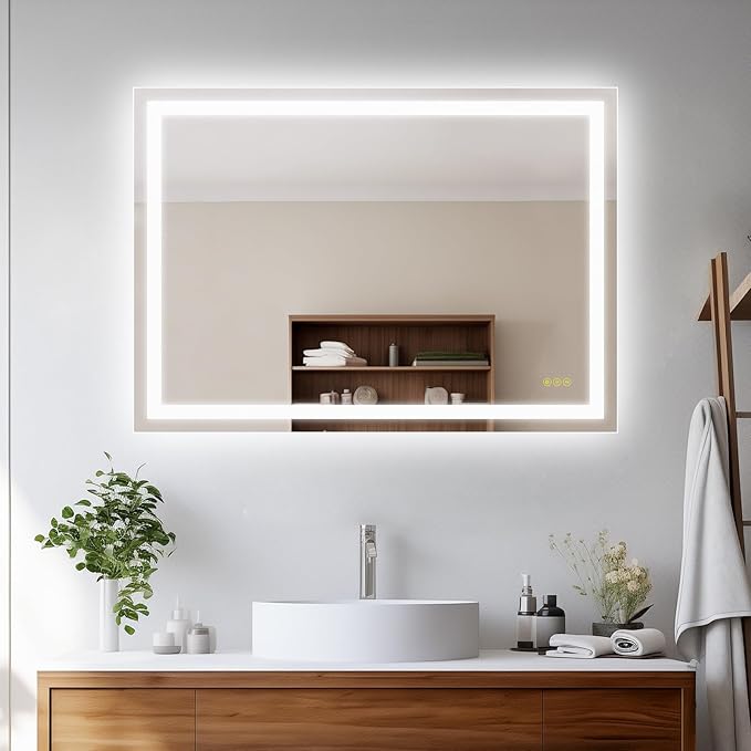 LED Bathroom Mirror with Lights 20x28 Inch, Stepless Dimmable Led Mirror for Bathroom Anti-Fog Memory Function Lighted Vanity Mirror Wall Mounted with Touch Button Horizontal/Vertical