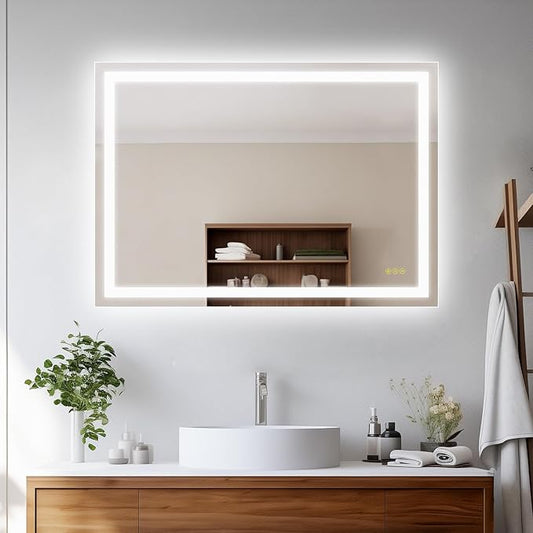 LED Bathroom Mirror with Lights 20x28 Inch, Stepless Dimmable Led Mirror for Bathroom Anti-Fog Memory Function Lighted Vanity Mirror Wall Mounted with Touch Button Horizontal/Vertical