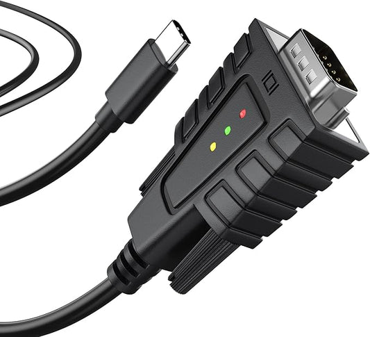DriverGenius SerialEdgeX Series | USB-C to RS232 (DB9) Adapter with 3 LED Indicators (TX, RX, PWR), Compatible with Windows 11 and macOS 15 【USB232A-B-C, 2-Pack】