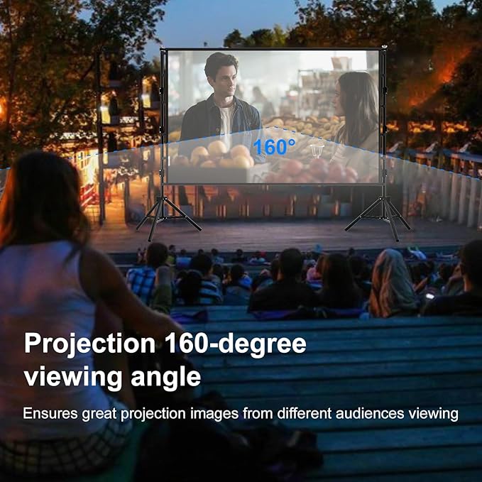 Outdoor Projector Screen with Stand,120 inch Portable Projector Screen with Heavy Duty Bracket,16:9 4K HD Rear Front Projection Movie Screen with Carry Bag for Home Theater