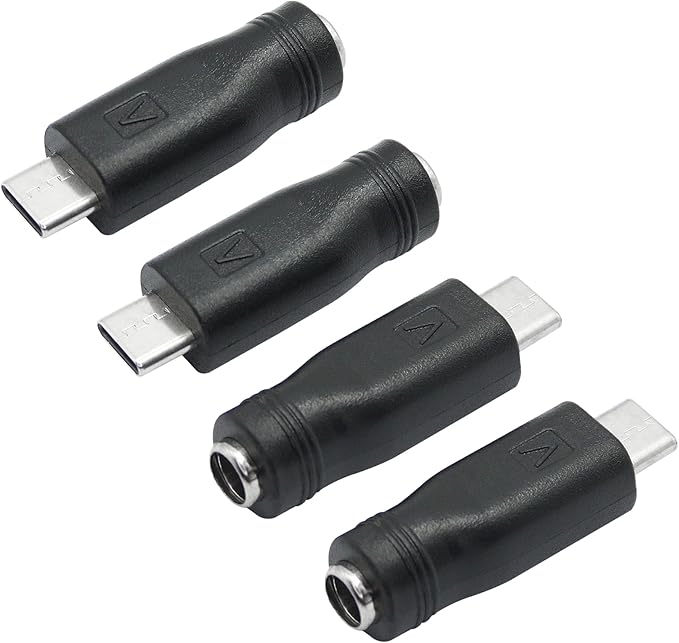 DC 5.5mm x 2.1mm to USB C Adapter, 5V DC 5521 Female to USB Type C Male Plug Convert Connector Power (4Pcs)