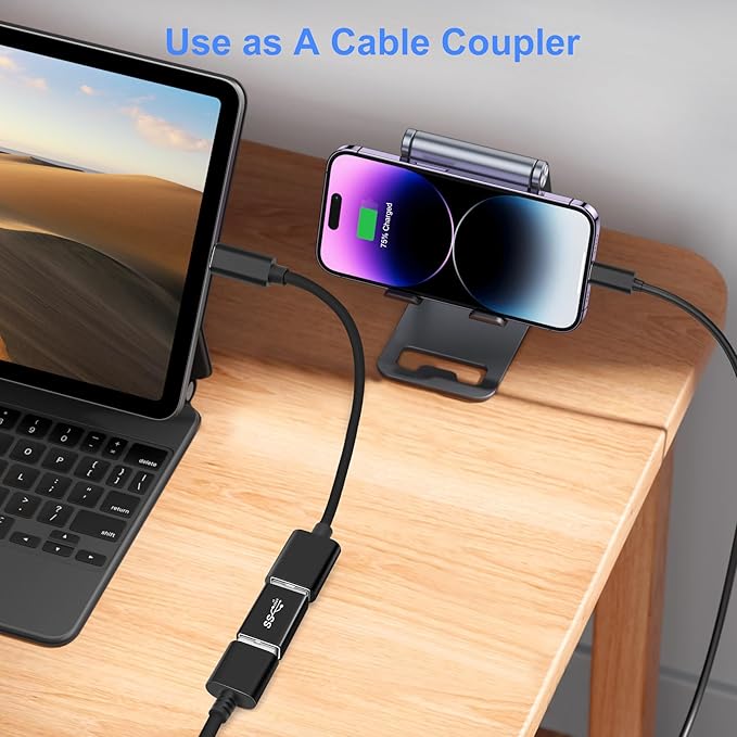 USB 3.0 Male to USB3.0 Female Adapter (2 Pack), OTG 3.0 USB A to 3.0 USB-A Expander Connector USBA Extender Connection or Data Cable Extension, USB3.0 Converter Adapters