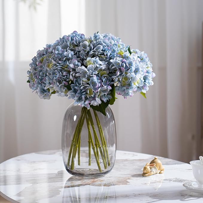 10PCS Faux Hydrangea Flower Hydrangea Artificial Flowers Hydrangea Bouquet Faux Flower Table Centerpieces for Home Wedding Bridal Bouquet Office Party DIY Floral Decor