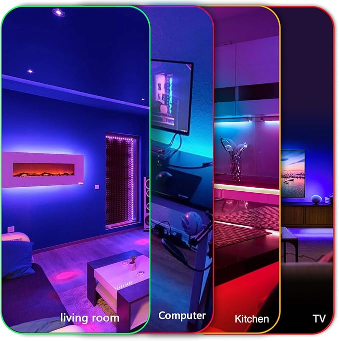 DAYBETTER Led Strip Lights 50ft, Color Changing Led Light Strip with Remote Control, 5050 RGB Strip Lighting Suitable for Home Decor, Living Room, Kitchen, Home Party Decoration