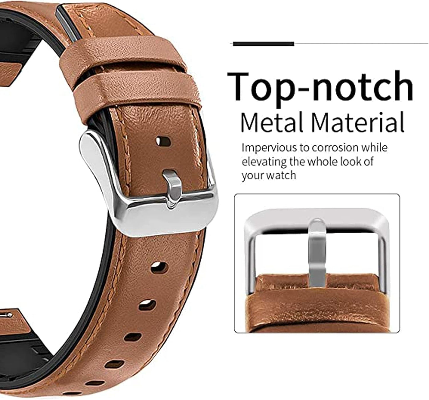 Lamshaw 22mm Leather Silicone Replacement Smartwatch Strap, Compatible for IDW13, IDW16, IDW19, TOOBUR, and More