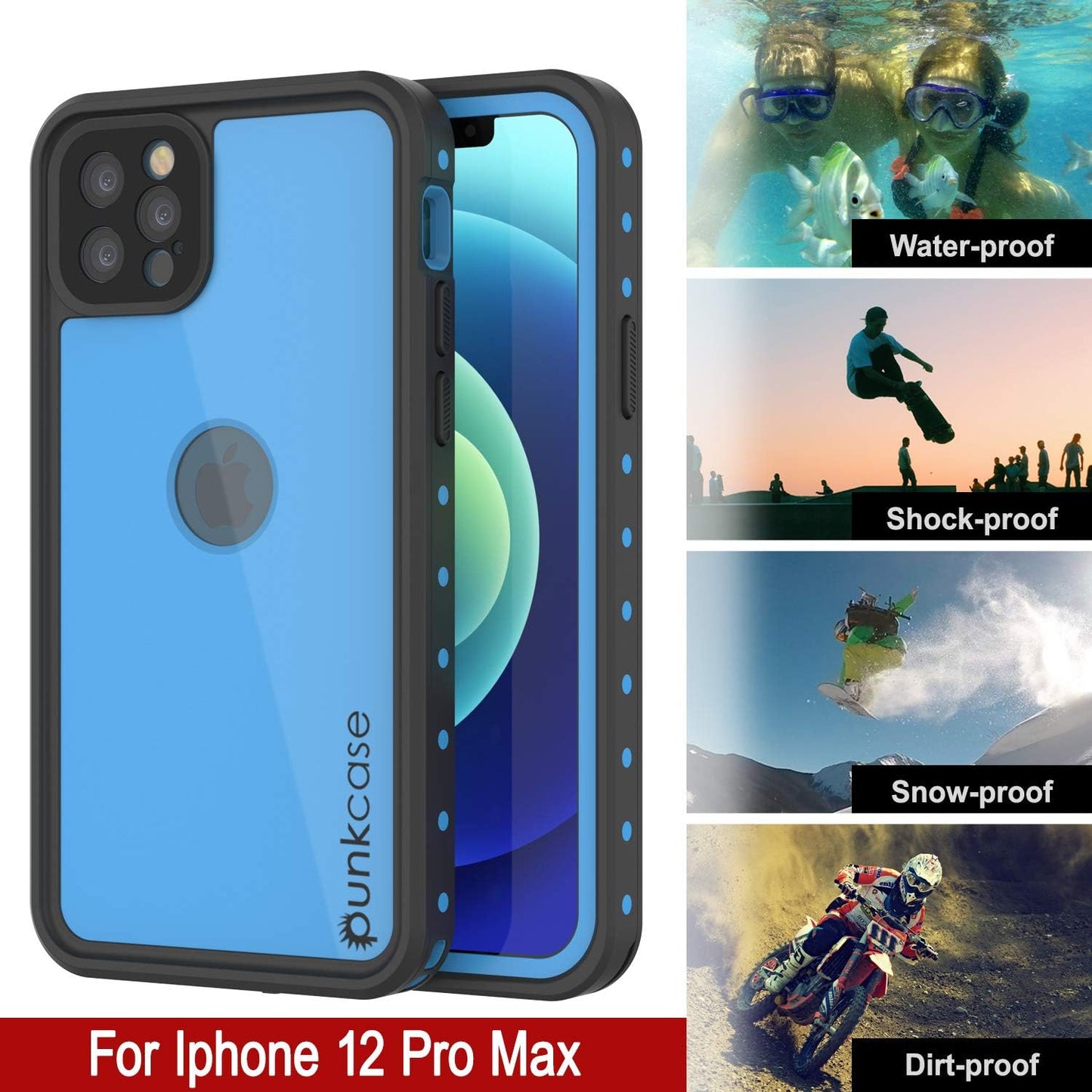 PunkCase 360 Full Body Armor Cover for iPhone 12 Pro Max [StudStar Series] [Slim Fit] [IP68 Certified] [Dirtproof]