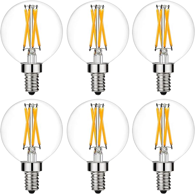 LiteHistory Dimmable G16.5 LED Light Bulb 6W Equal 60W 600lm AC120V Candelabra Bulb 60W for Chandeliers, Ceiling Fan, Vanity Warm White 2700K Globe Light Bulb 6Pack