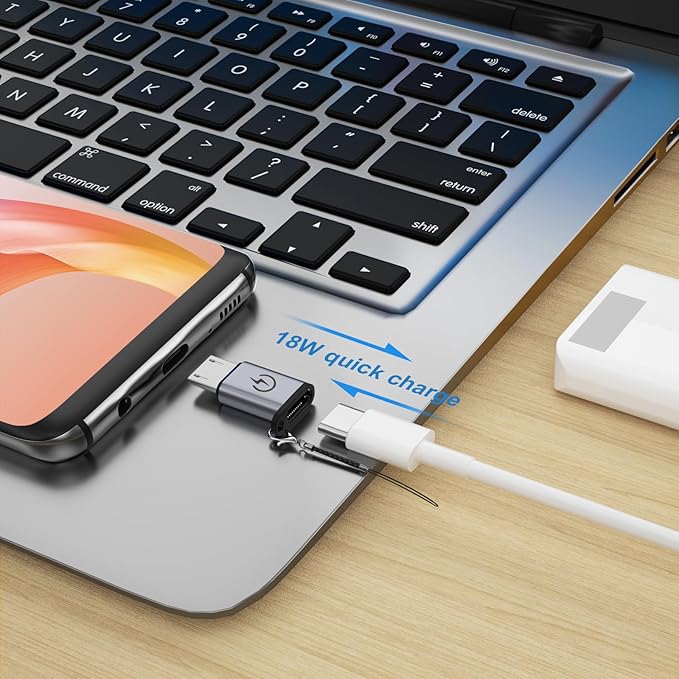 USB C to Micro USB Adapter, Supports 18W Fast Charging, Used for USB C Female to Micro Male Adapter (2 Sets), Cannot be Used for Earphone Audio Playback