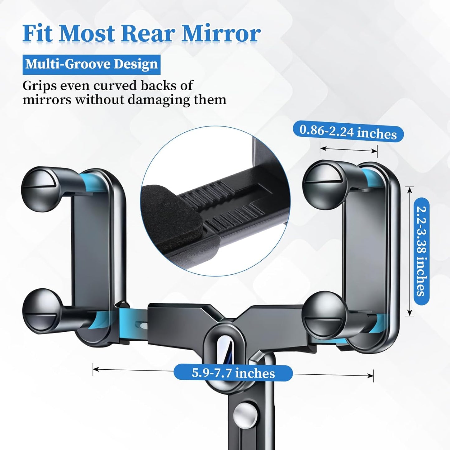 Rearview Mirror Phone Holder for Car, 360° Rotating and Retractable Mobile Phone Mount for Auto Visor, Adjustable GPS
