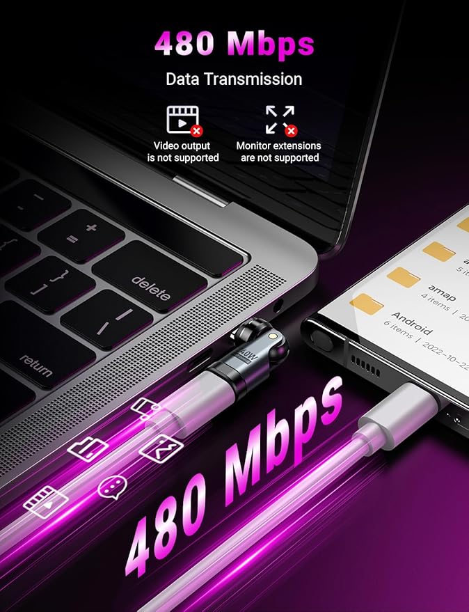 USB C Magnetic Adapter PD 240W(2Pack), 9PIN USB C 90 Degree Adapter/C Right Angle Adapters/360 &180 Degree C to C Adapters for 1Phone 17/16/15, Ma-Book Pro/1Pad Series, Samsung Galaxy, Tablet, Laptop
