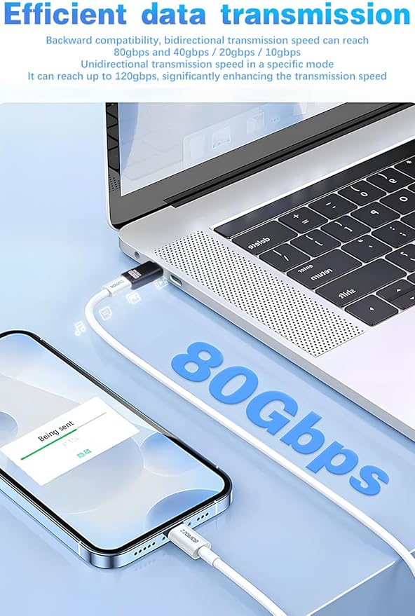 Duttek 80G USB C Extender Adapter, USB C Male to Female Adapter Connector 240W PD & 8K Video Compatible with Thunderbolt 5 Cable for Steam Deck, ROG Ally, Switch, Notebook, PC, Tablet, Phone 2 Pack