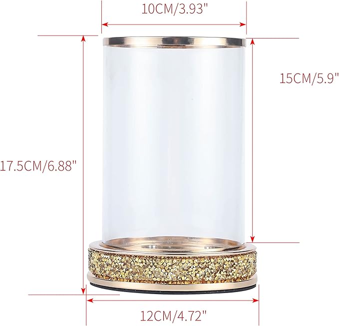 Pillar Candle Holders Set of 2,Hurricane Candle Holders,Candlesticks Holder With Glass Hurricane Lid,Metal Candle Holder For Coffee Dining Table, Wedding, Christmas, Home Decoration,Gold Candle Holder