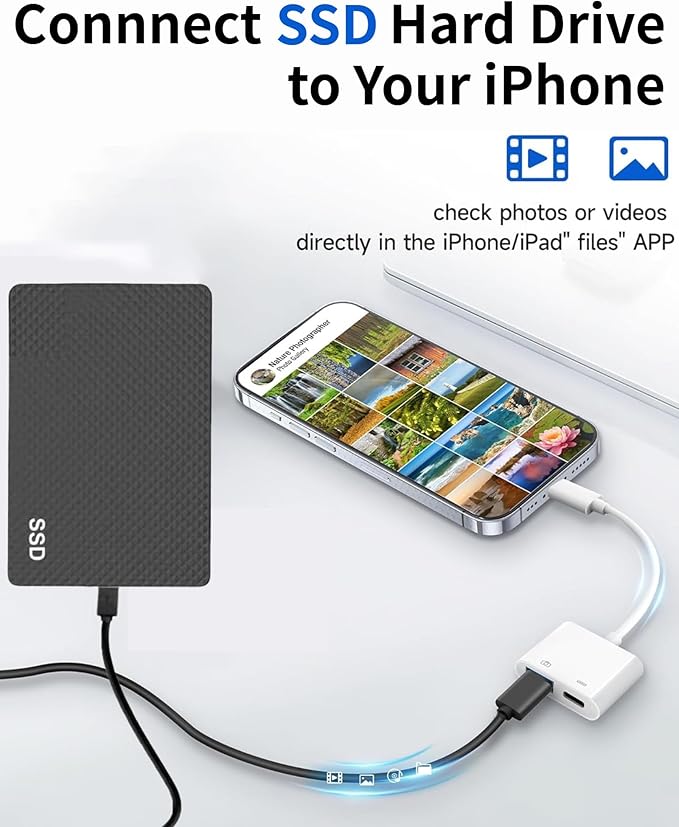 [Apple MFi Certified] USB-C to USB Adapter for iPhone 17/16/15, 10Gbps USB-C Male to USB 3.2 Female OTG, 3 in 1 Audio Cable 60W PD Charging Port and Data Transfer, Compatible with MacBook Pro Air