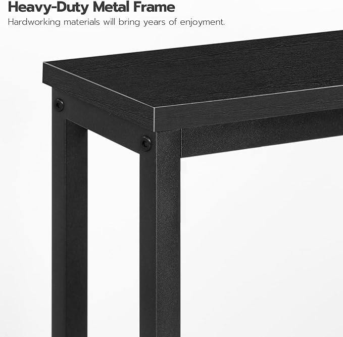 HOOBRO 2 Pack 47.2" Narrow Console Table with Power Outlets, 5.9" Behind Couch Table with Charging Station, Extra Long Sofa Table, Skinny Entryway Table for Living Room, Hallway, Black BB15XGP201G1