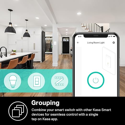 Kasa Smart Dimmer Switch HS220-LA, Light Almond, Single Pole, Needs Neutral Wire, 2.4GHz Wi-Fi Light Switch Compatible with Alexa and Google Home, UL Certified, No Hub Required