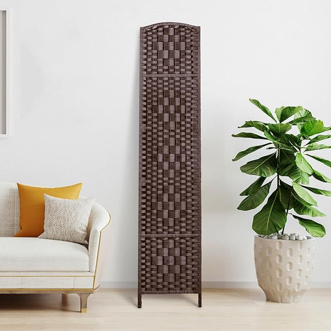 Rose Home Fashion 6 ft Tall Room Divider, Room Dividers and Folding Privacy Screens, 15.7in Privacy Screen 8 Panel Partition Temporary Wall Separation for Private, Brown