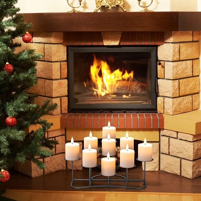 Black Metal Pillar Candle Candelabra for Fireplace/Table/Wedding/Christmas Decoration Iron Candle Holders of 9 DIY Home Decor