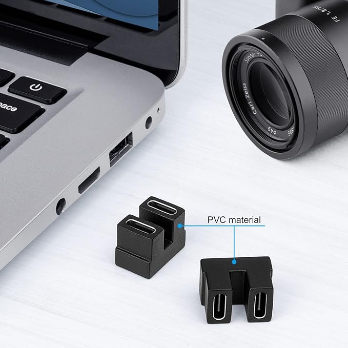 USB C 180 Degree Angled Adapter, U-Shaped USB-C 4.0 Female to Female Adapters, Type C 40Gbps Angled Data Transfer Connector Compatible for Samsung, MacBook and More