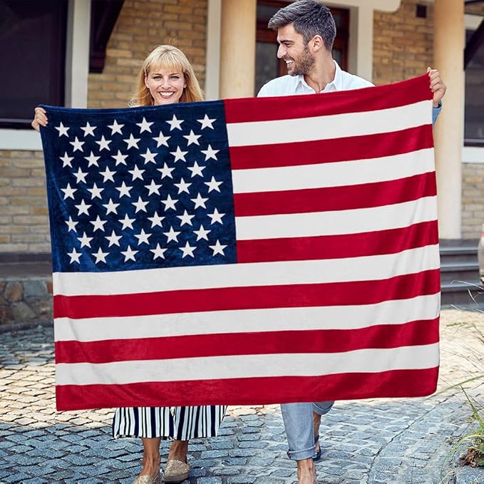 Pavilia Patriotic Blanket - American National Flag Throw Blanket for Sofa Couch Bed, Soft Microfiber Fleece Reversible, USA Military Veteran July 4th Gift - 50 x 60 Inches