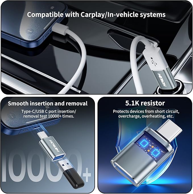 USB C to USB Adapter 4 Pack,100W Fast Charging 10Gbps Data Transfer,Type-C Male to USB 3.2 Female OTG Adapter for M-acBook Pro/Air,Phone 15 16 17,Pad,G-alaxy,X-peria,S-urfaceBook,D-ell XPS Gray