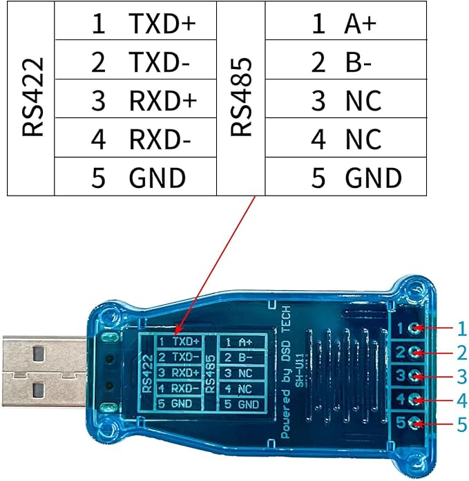 DSD TECH SH-U11 USB to RS485 RS422 Converter with FTDI FT232R Chip Work for Modbus