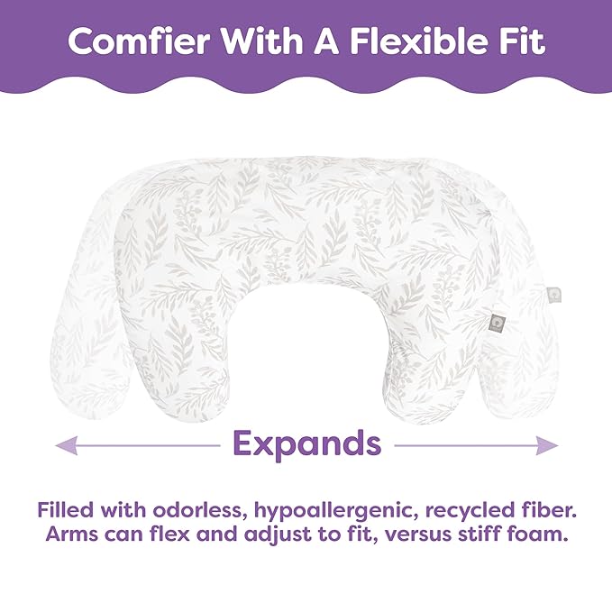 Boppy Nursing Pillow - Ergonomic Bottle & Breastfeeding Pillow with High, Firm, Large Area, Water-Repellent Cushion with Washable Cover; Baby Safety Alliance Verified - Sage Green Leaf