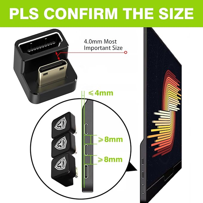 AGVEE 180 Degree Angled USB-C to USB-C Adapter and Short Side Inward U-Shaped Mini HDMI to HDMI Converter, HDMI 2.0 4k@60HZ, Coupler Extender Extension for Portable Display Monitor, Black