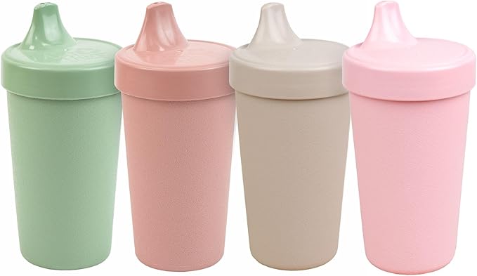 Re-Play Sippy Cups for Toddlers - 10 Oz. Reusable Spill Proof Cups for Kids, Dishwasher/Microwave Safe - Made in USA - Set of 4-3.13" x 6.25" - Desert Roses