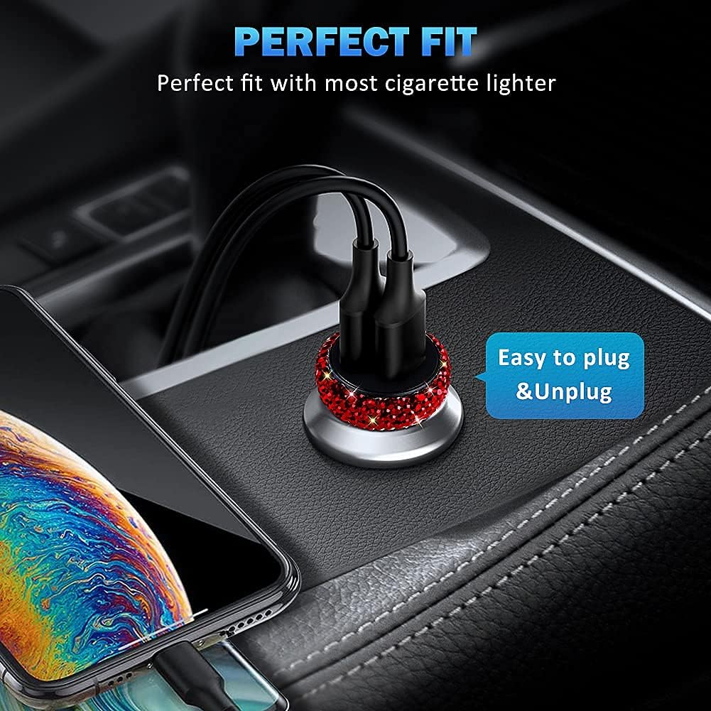 Dual USB Car Charger Quick Charge 3.0 Adapter, Fast Charging Compatible for iPhone, Samsung, Google Pixel