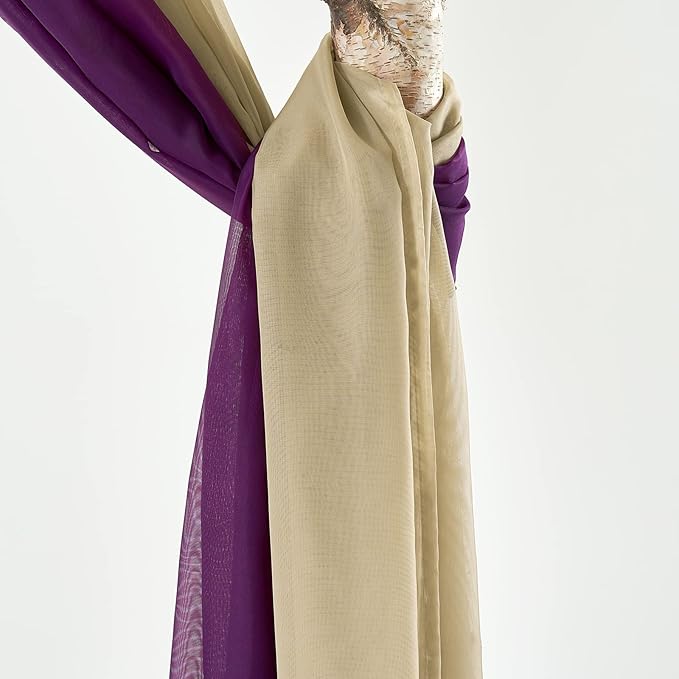MIULEE Luxury Window Scarves for Party Ceremony Wedding Canopy Bed, Topper Window Treatment Swag Curtain Drapes, Sheer Curtain Scarf Valance for Window One Panel, 54 x 144 Inches Long, Plum Purple