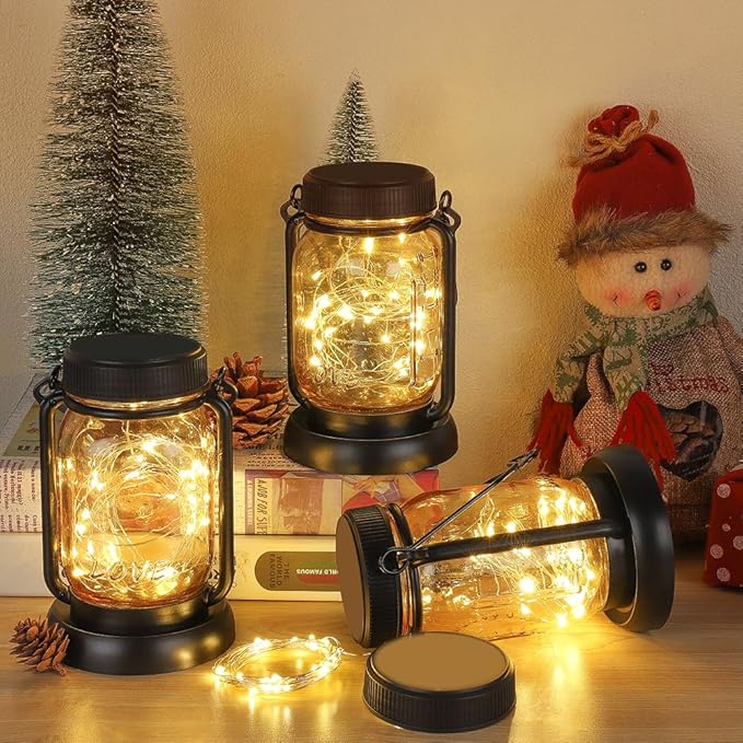 GDEALER 4 Pack 16.4 Feet 50 Led Fairy Lights Battery Operated with Remote Timer Waterproof Silver Wire Twinkle Christmas String Lights Outdoor Indoor 8 Modes for Bedroom Wedding Dorm Decor Warm White
