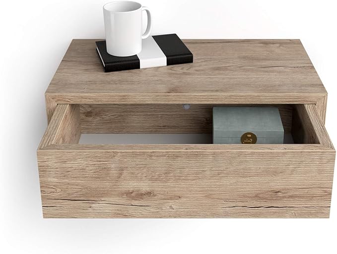 Mobili Fiver, Riccardo Floating nightstand, Oak, Made in Italy