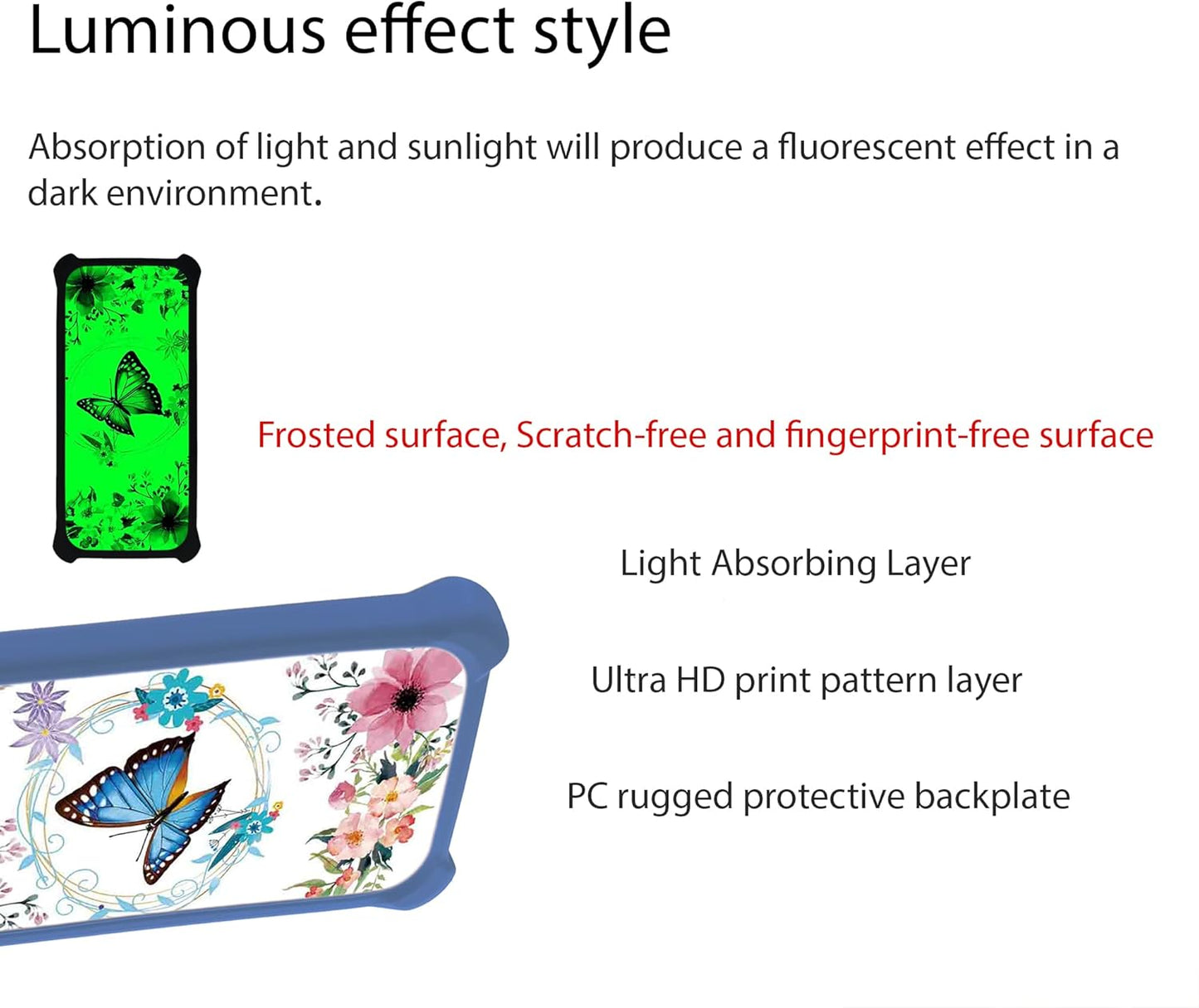 jioeuinly Nuu A11l Case Cover Compatible with Nuu Mobile A11l [with Tempered Glass Screen Protector][Luminous Effect]