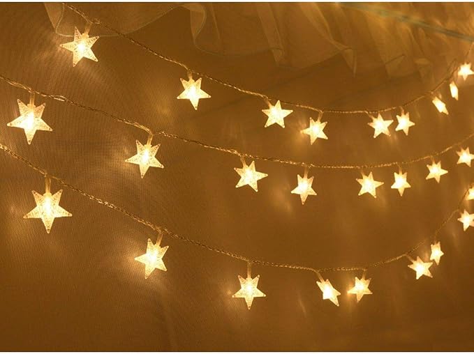 Homeleo 25ft 50 LED Multicolor Star String Lights for Bedroom Decorations, Battery Operated Led Christmas Lights for Apartment Dorm Room Decor(Remote/Timer/Warm White Multicolor Combination)