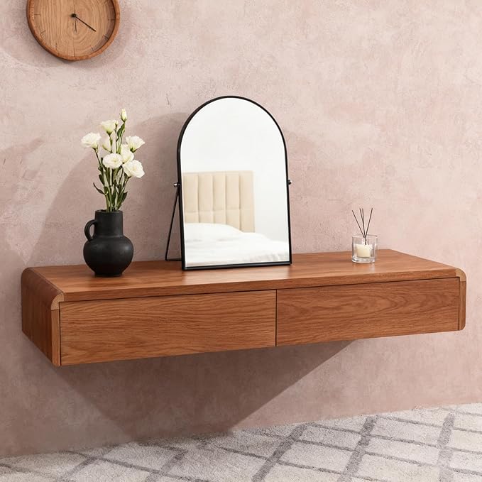 Black Metal Bedroom Mirror Vanity Countertop Makeup Mirror Arch Makeup Bathroom Mirror Rotation Framed Standing Mirrors 90°Adjustable Room Decor for Living Room,Bathroom Tabletop
