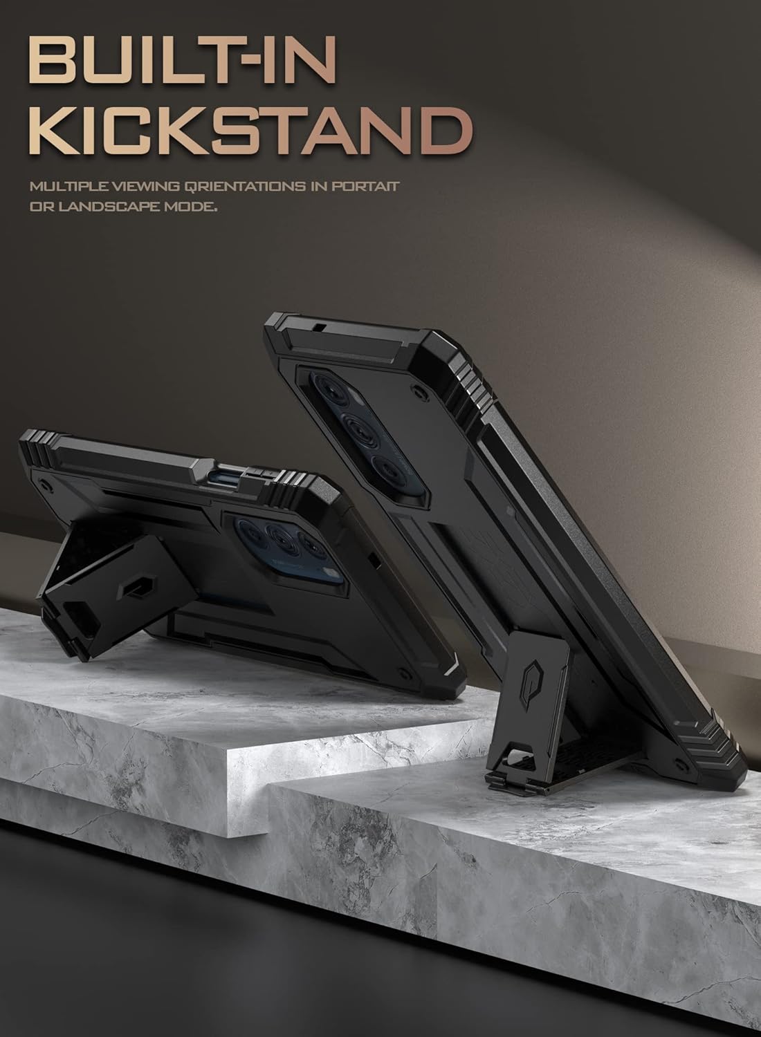 Poetic Revolution Case for Moto Edge Plus 5G (2022) - XT2201, Rugged Full-Body Cover with Kickstand & Screen Protector,