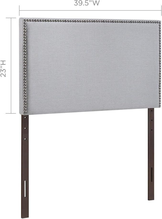 Modway Region Linen Fabric Upholstered Twin Headboard in Gray with Nailhead Trim