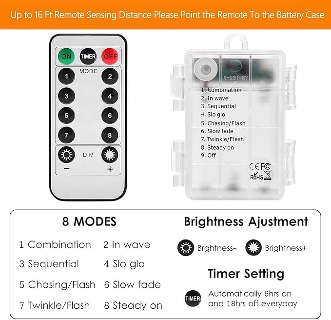 LED Rope Lights Battery Operated String Lights-40Ft 120 LEDs 8 Modes Outdoor Waterproof Fairy Lights Dimmable/Timer with Remote for Camping Party Garden Holiday Decoration