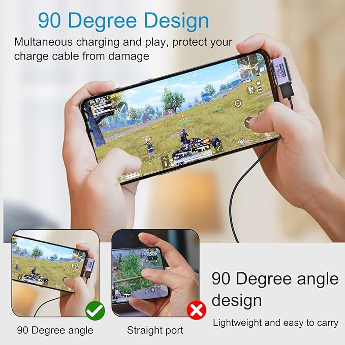 4pcs 90 Degree Right Angle USB C Male to Female Adapter/Connector, USB Type C Adapter Extender Support 100W, 40Gbps, 8K@60Hz for Steam Deck, MacBook,Thunderbolt ect(Side Bend)