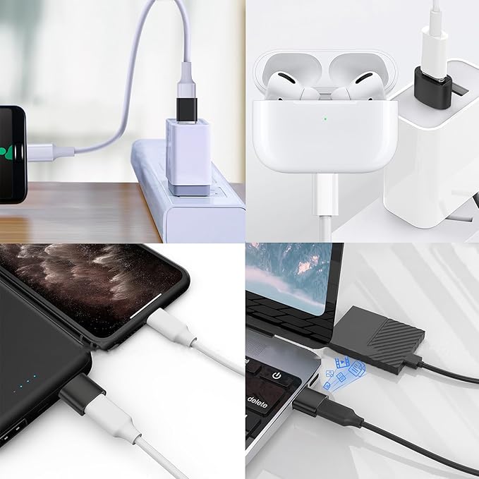 USB to USB C Adapter, USB C Female to USB 3.1 Male Adapter 10Gbps Compatible with iPhone 17 16 15 14 13 12, Samsung Galaxy S25 S24 S23 S22 S21, MacBook, PC, Laptop (Black)