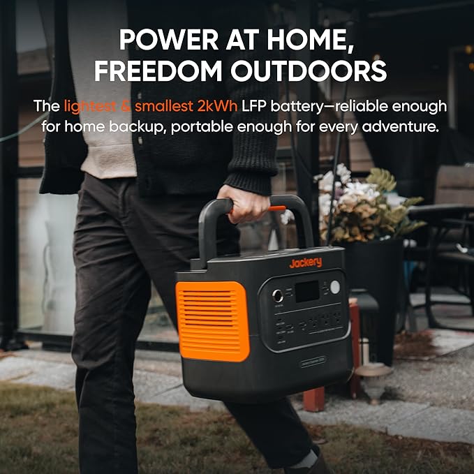 Jackery Solar Generator 2000 v2 with 2x200W Solar Panels, 2042Wh/2200W LiFePo4 Portable Power Station, 20ms UPS Home Backup, USB-C PD 100W Fast Charging for Power Outages, Emergencies, Camping & RVing