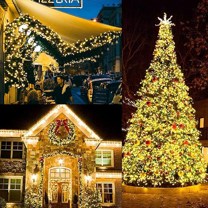 Christmas Lights - Battery Operated String Lights 50 LED String Lights Mini Lights with Auto-Timer and 8 Lighting Modes for Christmas Wreath Party Wedding Garden Home Decoration, Warm White