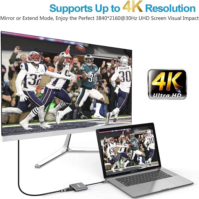 Tuwejia USB C to HDMI Multiport Adapter USB 3.1 Gen 1 Thunderbolt 3 to HDMI 4K Video Converter/USB 3.0 Hub Port PD Quick Charging Port with Large Projection