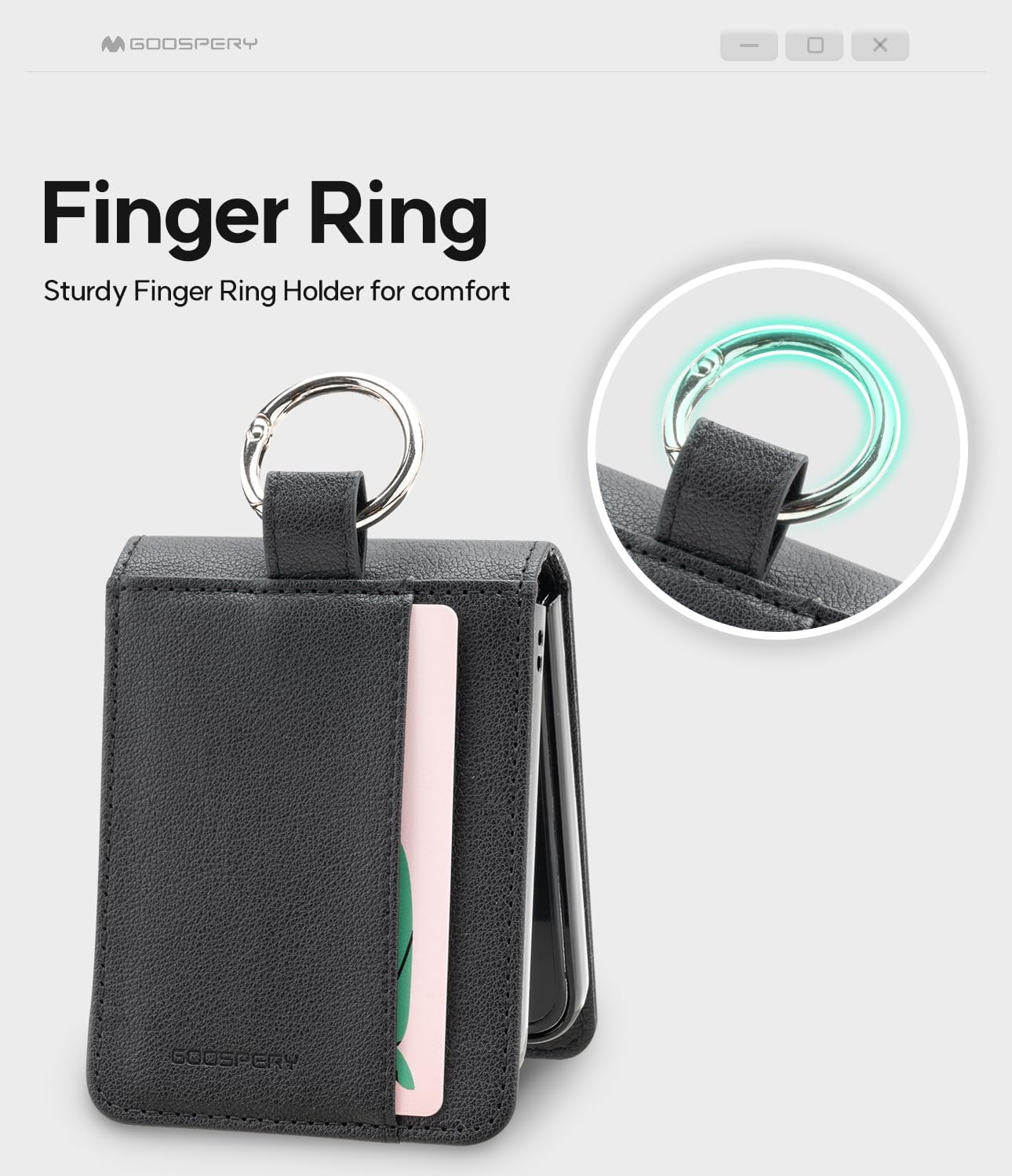 GOOSPERY Basic Diary Case for Samsung Galaxy Z Flip 5, Card Holder, Pocket Storage, Black Premium PU Leather